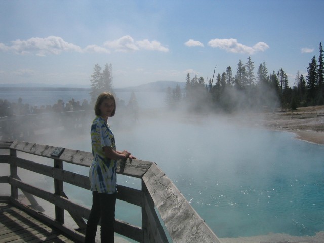 Janelle and a steaming hot spring